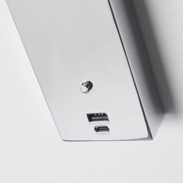 Chromfarbene LED-Leseleuchte mit USB-Anschluss...
