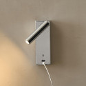 Chromfarbene LED-Leseleuchte mit USB-Anschluss integrierter Dimmer - Tofino