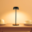Schwarze kabellose LED-Tischlampe mit wiederaufladbarem Akku IP54 - Vanyel