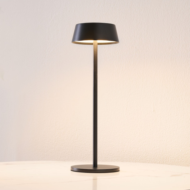 Schwarze kabellose LED-Tischlampe mit...