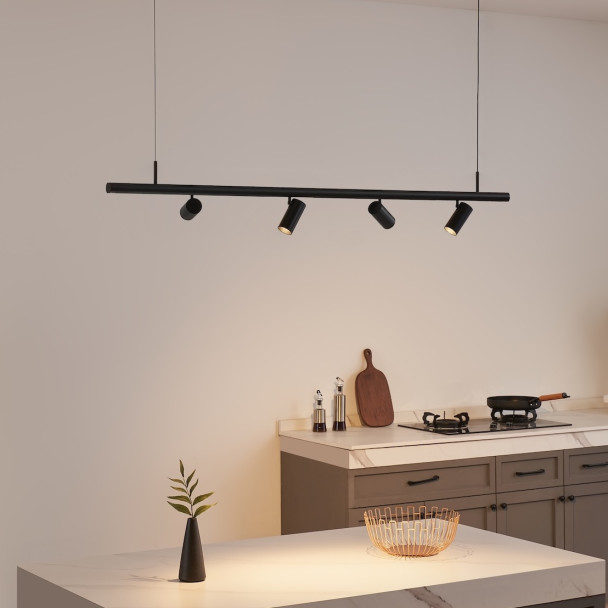 Pendelleuchte mit 4 schwarzen LED Spots - Lyne