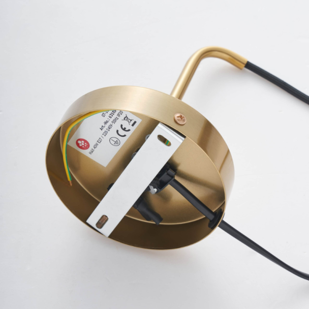 Goldene Wandleuchte aus Glas mit Kabel und...
