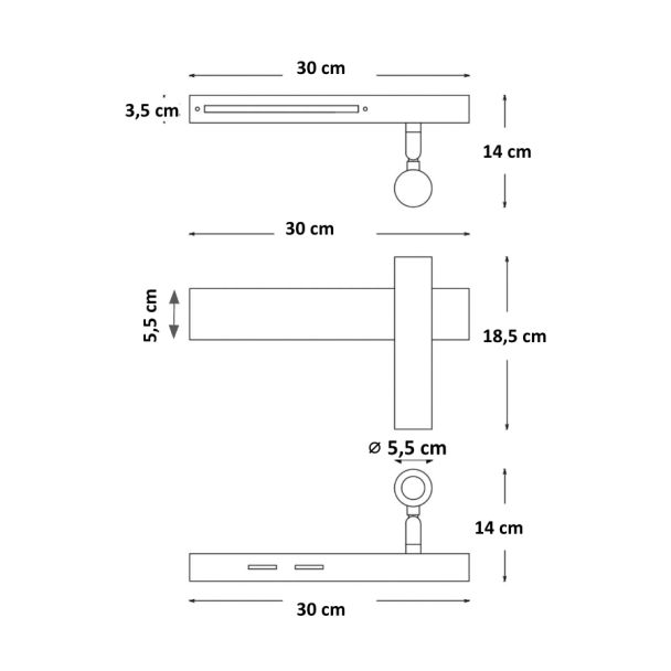 Wand- und Leselampe aus Messing mit Schalter für das Kopfende rechts - Lodvi - RECHTS