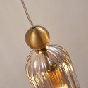 Goldene Hängelampe mit geripptem Rauchglas – Leonora