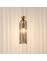 Goldene Hängelampe mit geripptem Rauchglas – Leonora
