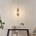 Goldene Hängelampe mit geripptem Rauchglas – Leonora