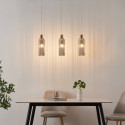 Goldene Hängelampe mit geripptem Rauchglas – Leonora