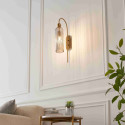 Große goldene Glockenwandleuchte mit strukturiertem Rauchglas - Leonora