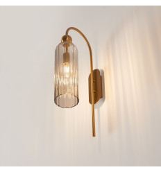 Große goldene Glockenwandleuchte mit strukturiertem... 2
