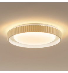 Dimmbare runde beige gerippte Deckenleuchte mit LED 50 cm...