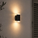 Schwarze Designer-Außenwandleuchte mit doppeltem Lichtstrahl IP65 - Volta