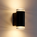 Schwarze Designer-Außenwandleuchte mit doppeltem Lichtstrahl IP65 - Volta