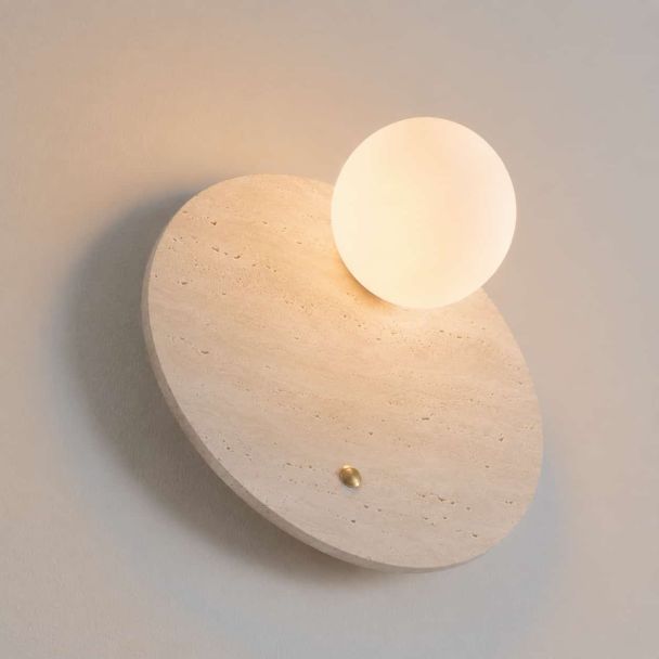 Wandleuchte aus Travertin-Marmor und Glas - Oré