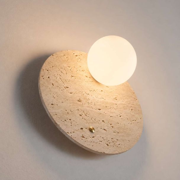 Wandleuchte aus Travertin-Marmor und Glas - Oré