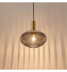 Kleine stilvolle Design-Hängeleuchte mit grauem geripptem... 2