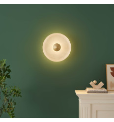 Goldene Vintage-Deckenleuchte mit weißem Mattglas, 40 cm,... 2