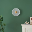 Goldene Vintage-Deckenleuchte mit weißem Mattglas, 40 cm, LED – Avelis