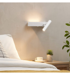 Weiße Bett-Wandleuchte mit Leselicht rechts - Lodvi - RECHTS
