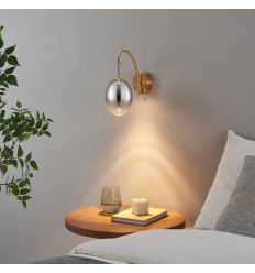 Goldene bogenförmige LED-Wandleuchte mit hängender ovaler...