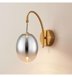 Goldene bogenförmige LED-Wandleuchte mit hängender ovaler... 2
