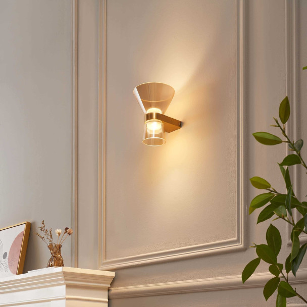 Goldene Design-LED-Wandleuchte aus...