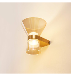 Goldene Design-LED-Wandleuchte aus Bernsteinglas - Antonella