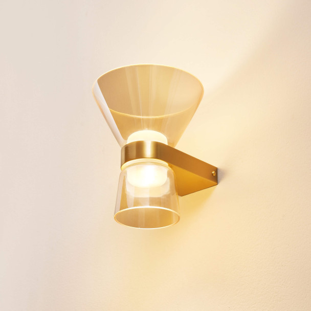 Goldene Design-LED-Wandleuchte aus...