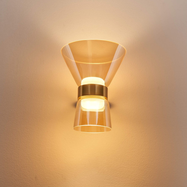 Goldene Design-LED-Wandleuchte aus...