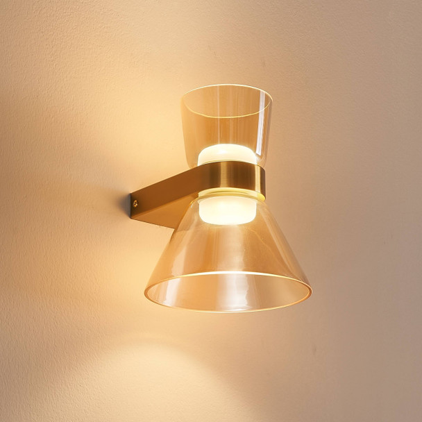 Goldene Design-LED-Wandleuchte aus...