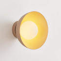 Wandleuchte oder Spot aus beigem Metall und weißem Glas 20 cm - Senka
