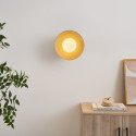 Wandleuchte oder Spot aus beigem Metall und weißem Glas 20 cm - Senka