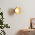 Wandleuchte oder Spot aus beigem Metall und weißem Glas 20 cm - Senka