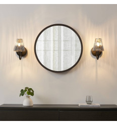 Moderne schwarze Wandleuchte mit geriffeltem Rauchglas –... 2