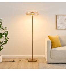 Moderne goldene Stehleuchte mit Bernsteinglas LED 165 cm... 2