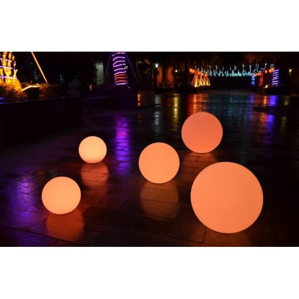 LED Kugelleuchte, 35x20 Cm, Oval, Kabellos Mit Akku & Fernbedienung - RGB Farbwechsel, Wasserdicht IP65