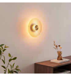 Goldene Design-Wandleuchte mit plissierter Scheibe LED 28...