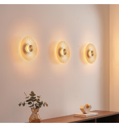 Goldene Design-Wandleuchte mit plissierter Scheibe LED 28... 2