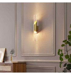Lange moderne goldene Wandleuchte mit doppeltem Glas 51... 2