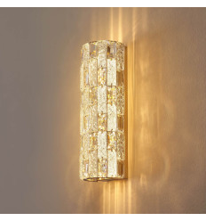 Goldene LED-Wandleuchte mit Glaskristallen und edlen... 2