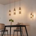 Goldene glockenförmige Wandleuchte aus strukturiertem Rauchglas - Leonora