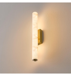 Lange goldene LED-wandleuchte aus weißem Alabaster - Adriano