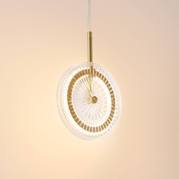 Goldene LED-Hängeleuchte mit strukturierten...