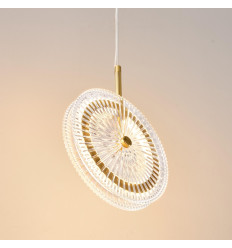 Goldene LED-Hängeleuchte mit strukturierten transparenten... 2