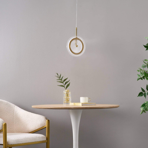 Goldene LED-Hängeleuchte mit strukturierten...