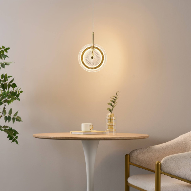 Goldene LED-Hängeleuchte mit strukturierten...