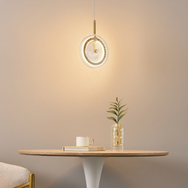 Goldene LED-Hängeleuchte mit strukturierten...