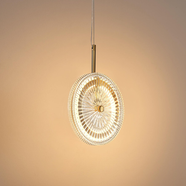 Goldene LED-Hängeleuchte mit strukturierten...