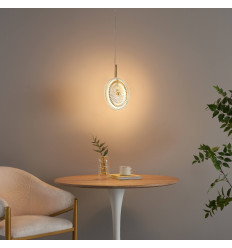 Goldene LED-Hängeleuchte mit strukturierten transparenten...