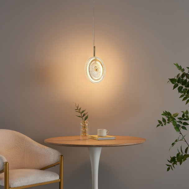 Goldene LED-Hängeleuchte mit strukturierten...