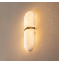 Ovale Wandleuchte in Marmoroptik mit goldenem Ring 40 cm... 2